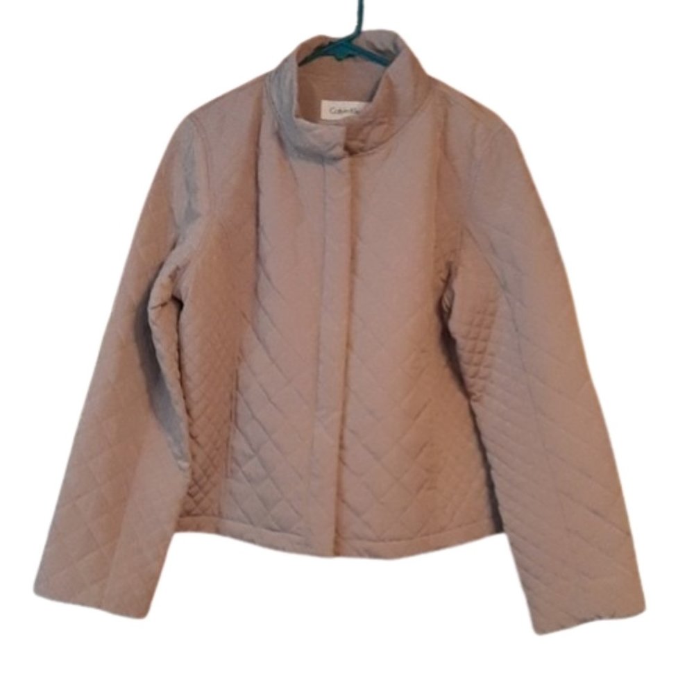 Calvin Klein Quilted Jacket Size L Full Zip Snap Front